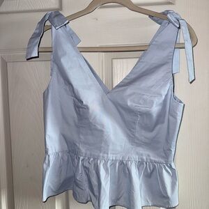 Express Light Blue Tie-Shoulder Peplum Camisole